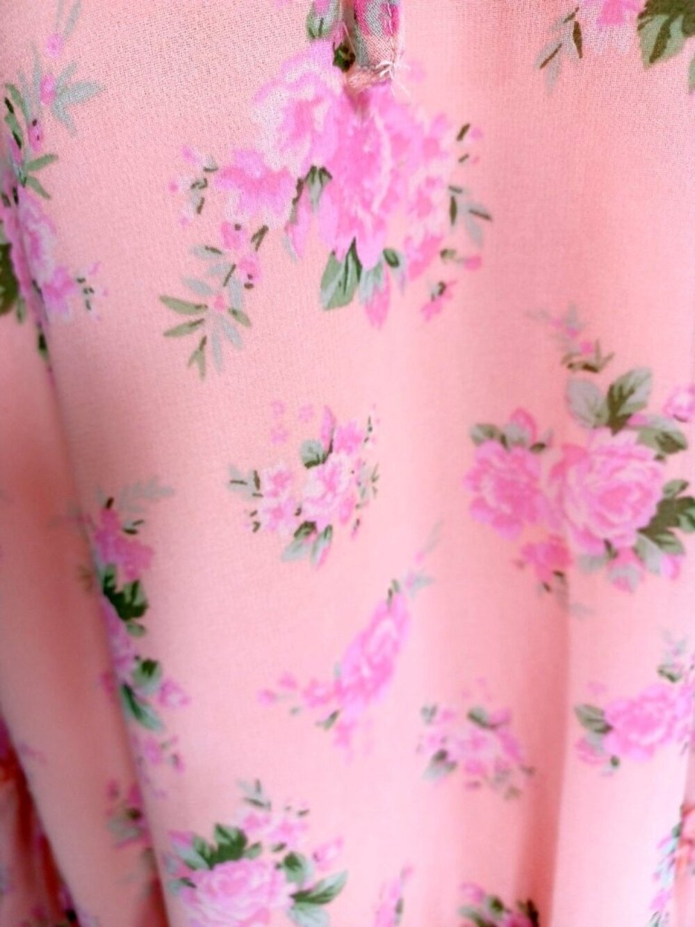 Loveshack Fancy Sz 6 Pink Rose Floral Chiffon Dress Cottage Core Boho Coquette - Picture 9 of 13